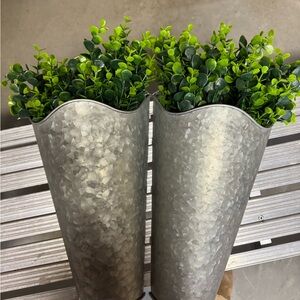 Galvanized Metal Wall Planter with Greenery